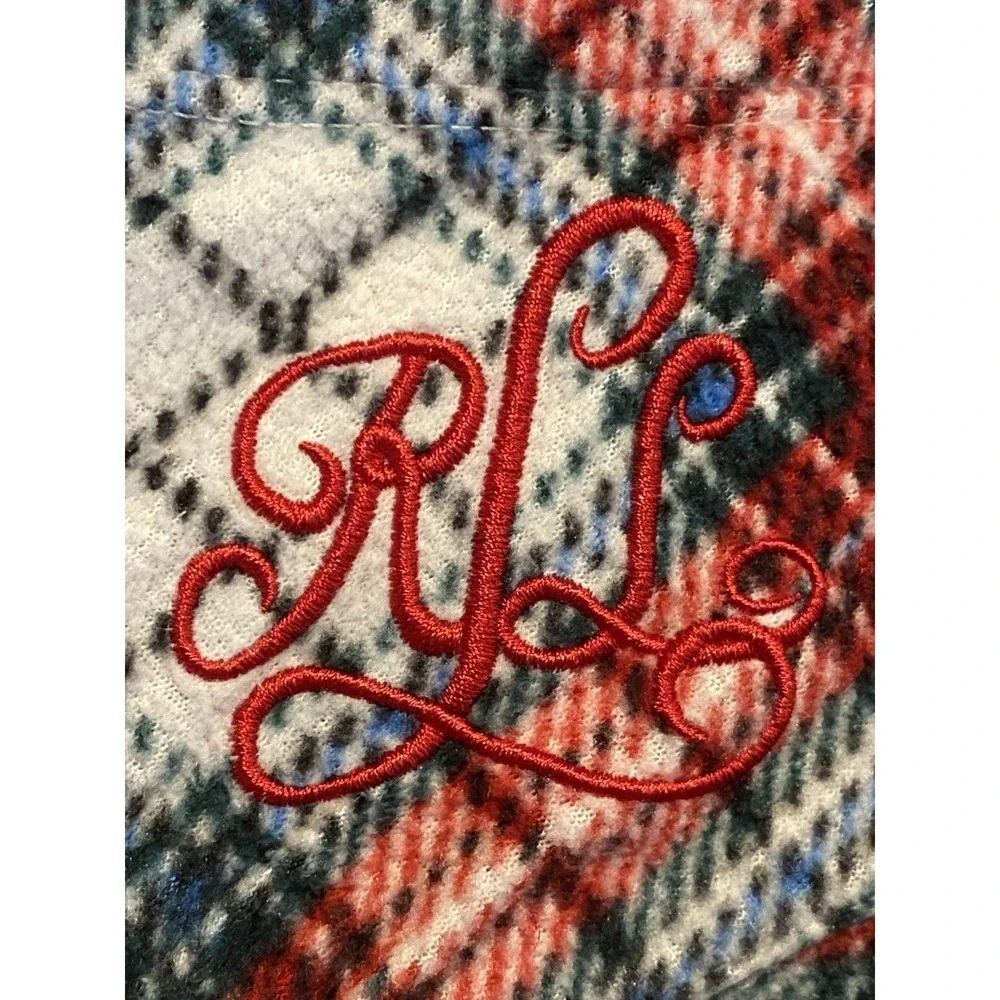 Lauren Ralph Lauren Plaid Fleece Pajama‎ Set Women's XS Red/Blue/White Cozy